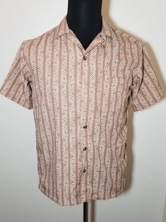 Sovereign Code Boys L(14/16) Brown Tribal Print Short Sleeve Button Up NWT - Picture 1 of 8